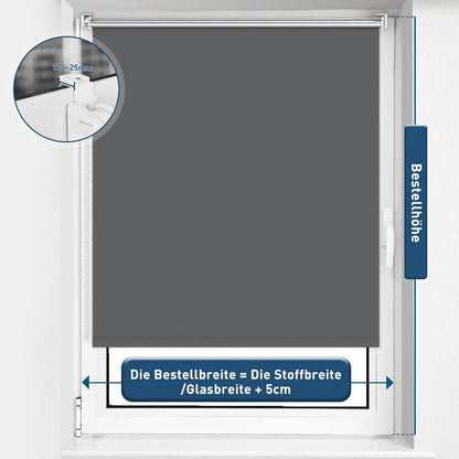 Verdunkelungsrollo Klemmfix ohne Bohren Dunkelgrau 50x150cm Thermorollo
