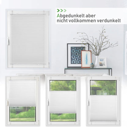 Plissee ohne Bohren Klemmrollos Plissee Rollo 100x100cm Weiß Jalousie