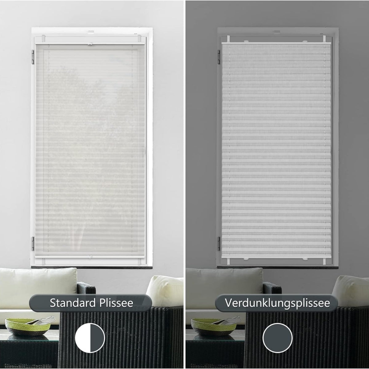 Plissee ohne Bohren Verdunkelung Rollos für Fenster ohne Bohren Thermo 80x230cm