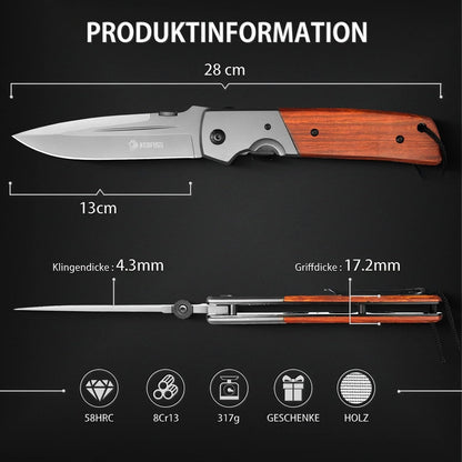 Klappmesser Einhandmesser 28cm Holzgriff Scharfes Taschenmesser Outdoor Messer