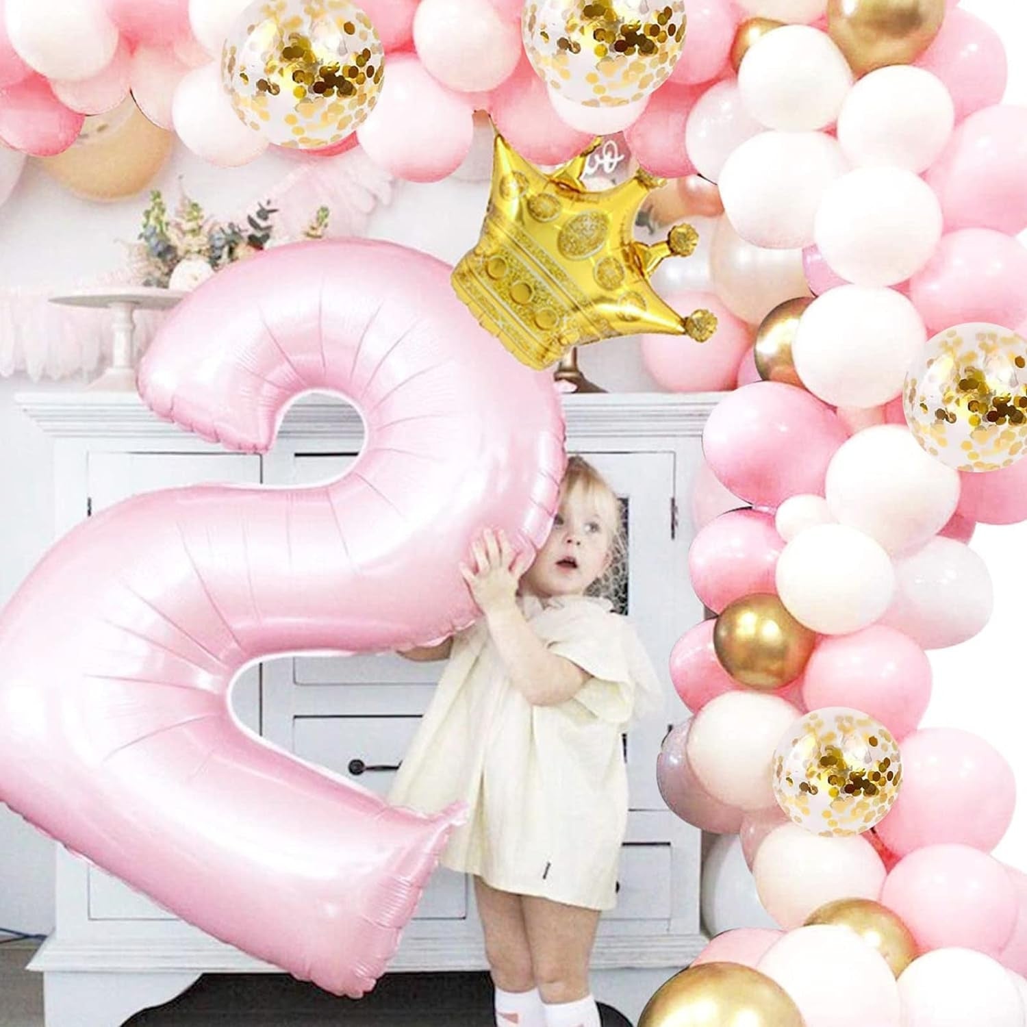 Luftballon Girlande Rosa Gold Babyparty Deko 128 Stück Geburtstagsdeko Baby