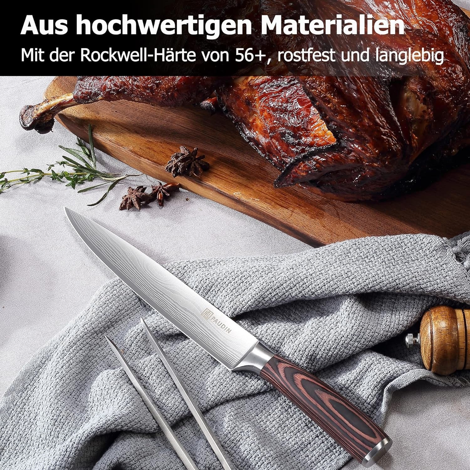 Fleischmesser 20 cm Kochmesser Allzweckmesser Edelstahl Küchenmesser