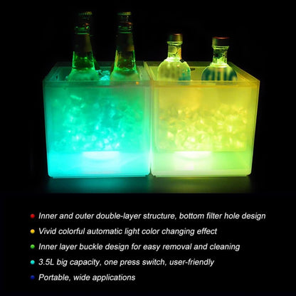 LED Eiswürfelbehälter Party Zubehör 3.5L mit Farbwechsel für Champagner Wein