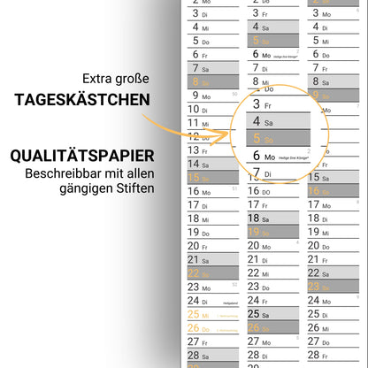 Kalender 2025 Wandkalender groß | Familienkalender | Jahreskalender 97x67 cm | Inkl. Feiertage nach Bundesländern | Wochenplaner