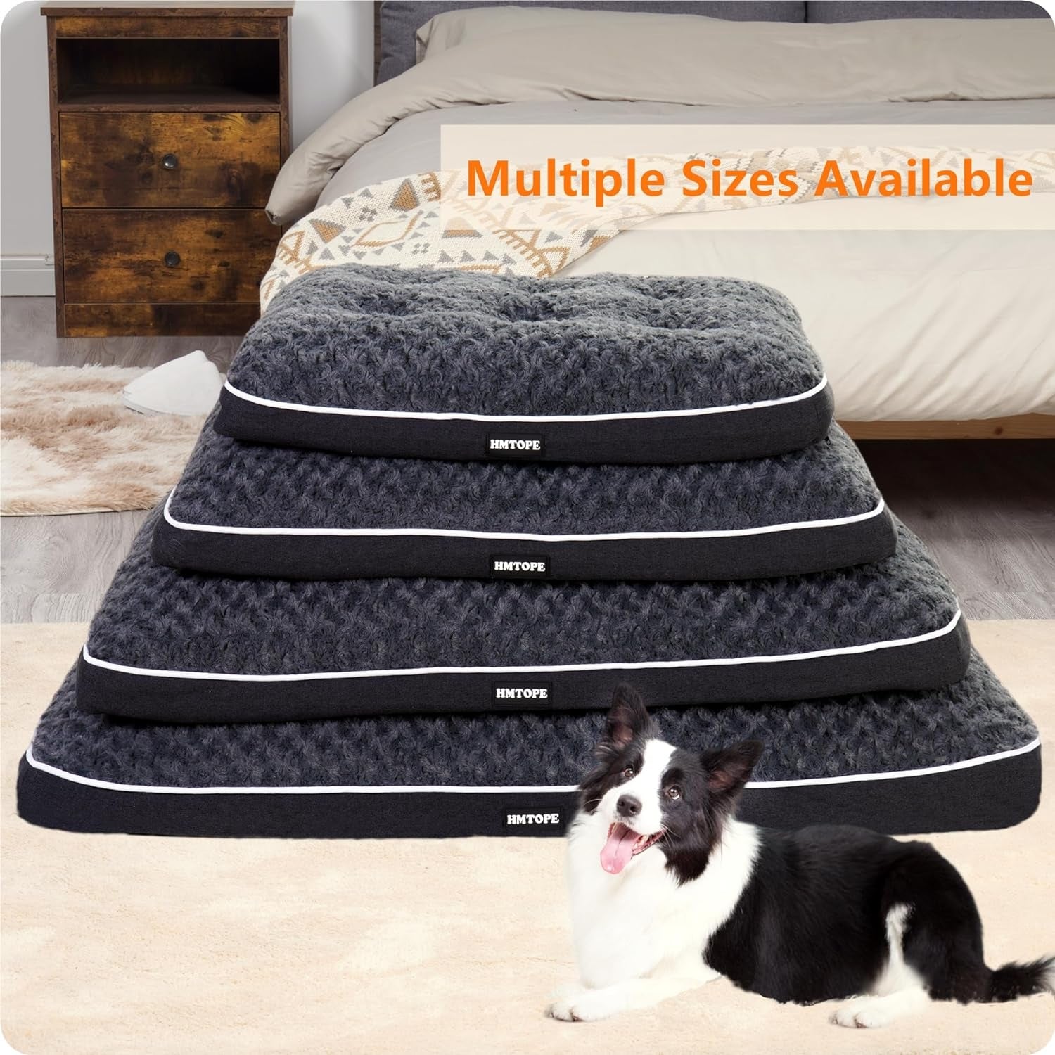 Hundematte für große Hunde 105cm waschbar rutschfest Hundebett dunkelgrau