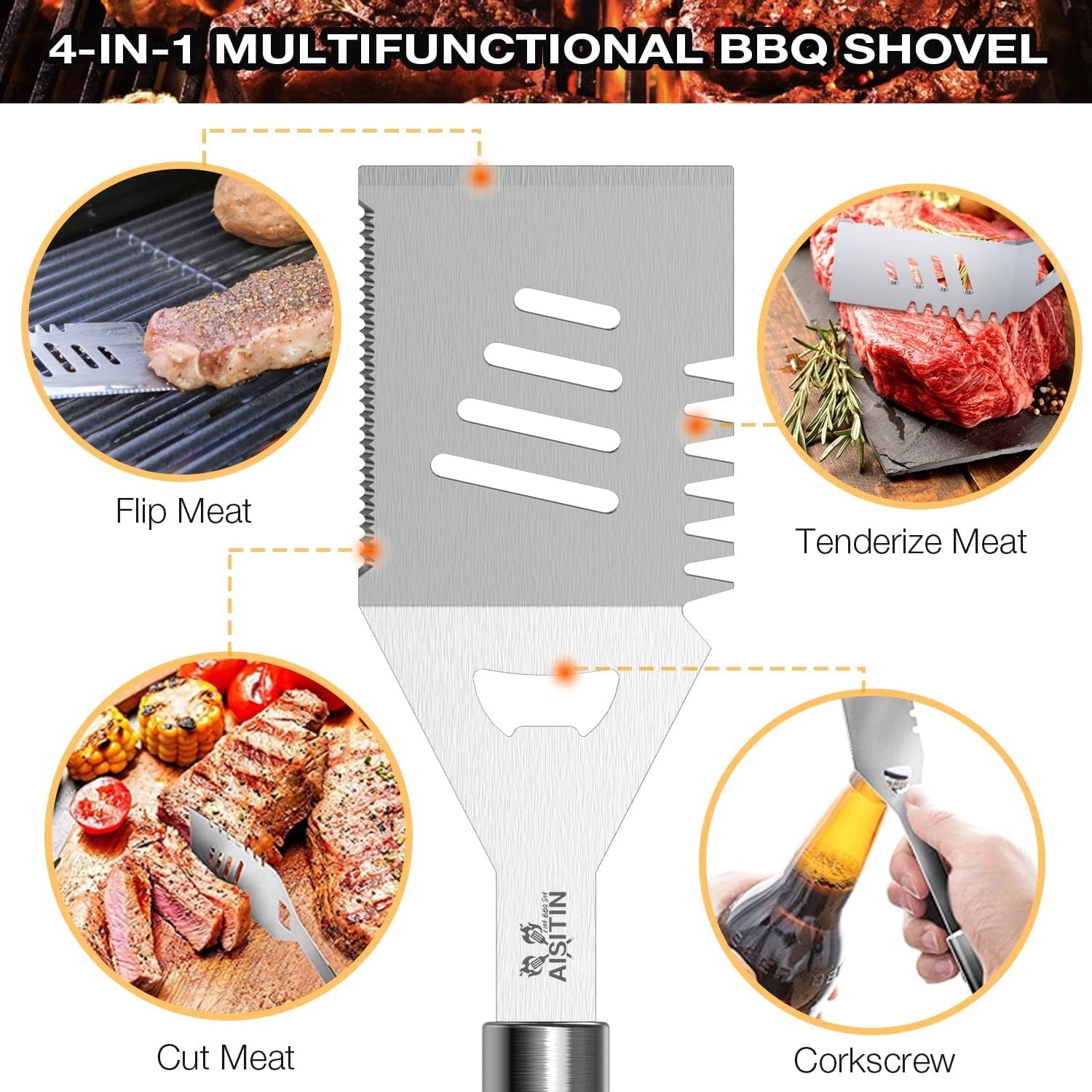 Vatertagsgeschenk 35tlg Grillbesteck Set Grill Geschenke mit Zubehör Edelstahl