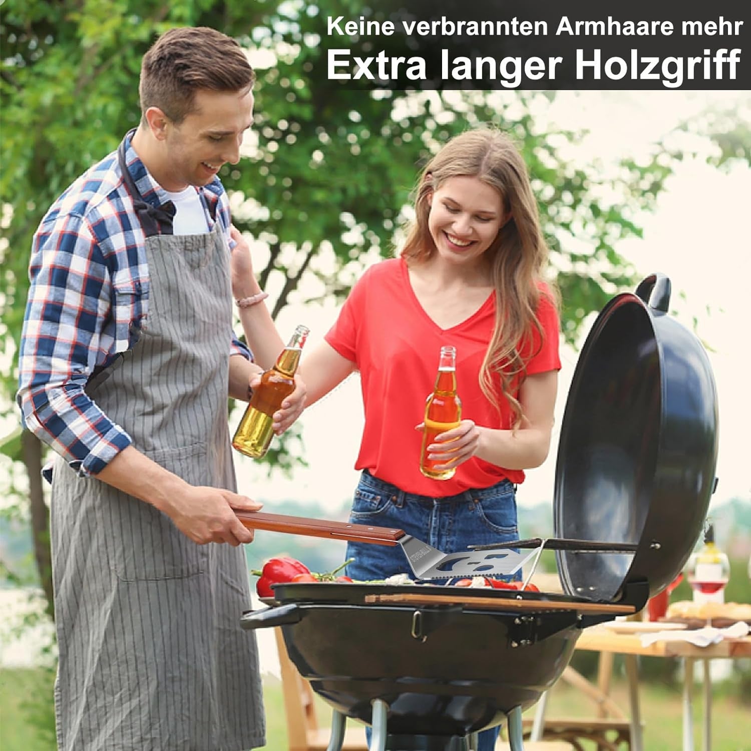 Geschenke für Männer 7 in 1 Grillspachtel Grillbesteck Holzgriff Grillzubehör
