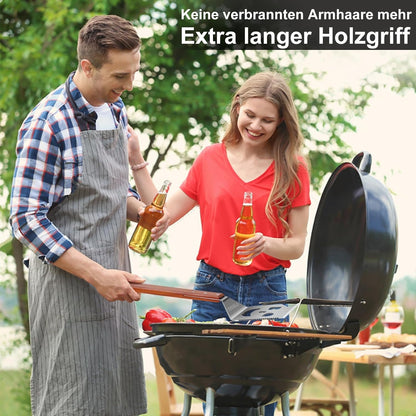 Geschenke für Männer 7 in 1 Grillspachtel Grillbesteck Holzgriff Grillzubehör