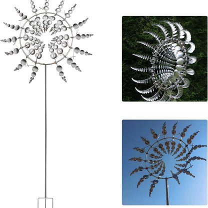 Metall Windspinner Sonnen Windspiele Garten Dekoration Windfänger 3D Doppeläufig 85cm