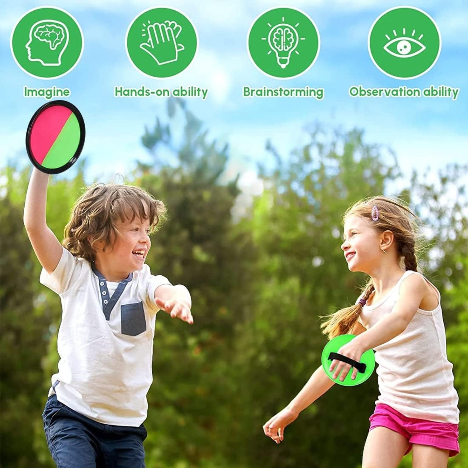 Klettballspiel Outdoor Spielzeug Fangballspiel 4 Fangscheiben 4 Bälle Kinder