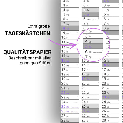 Kalender 2025 Wandkalender groß | Familienkalender | Jahreskalender 97x67 cm | Inkl. Feiertage nach Bundesländern | Wochenplaner