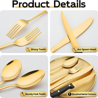 Camping Geschirrset Gold Besteck für 2 Outdoor Edelstahl Camping Zubehör Set