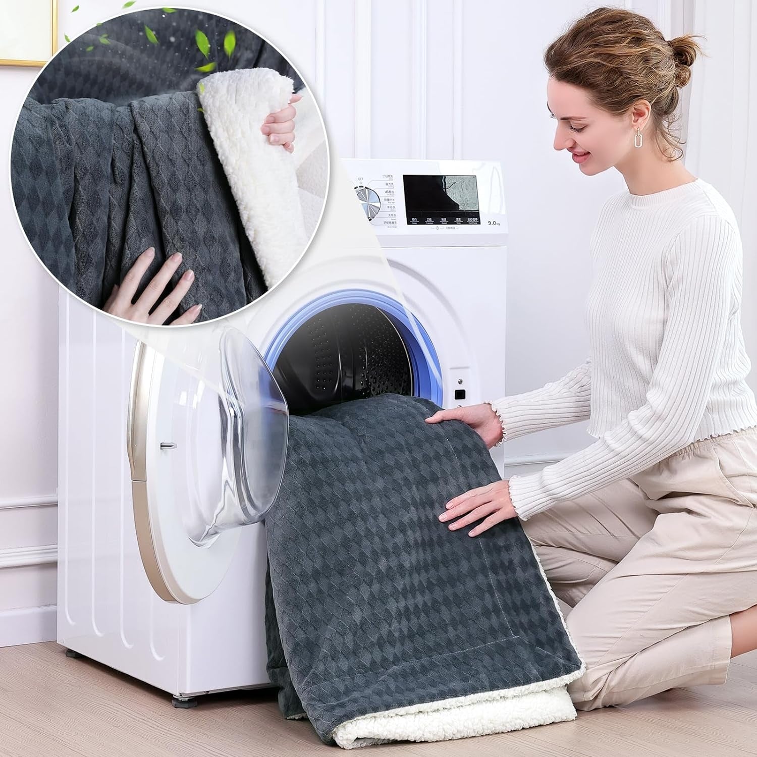 Kuscheldecke Kinder 160x200 cm Sofadecke Flauschige Wolldecke mit Schneeflocken