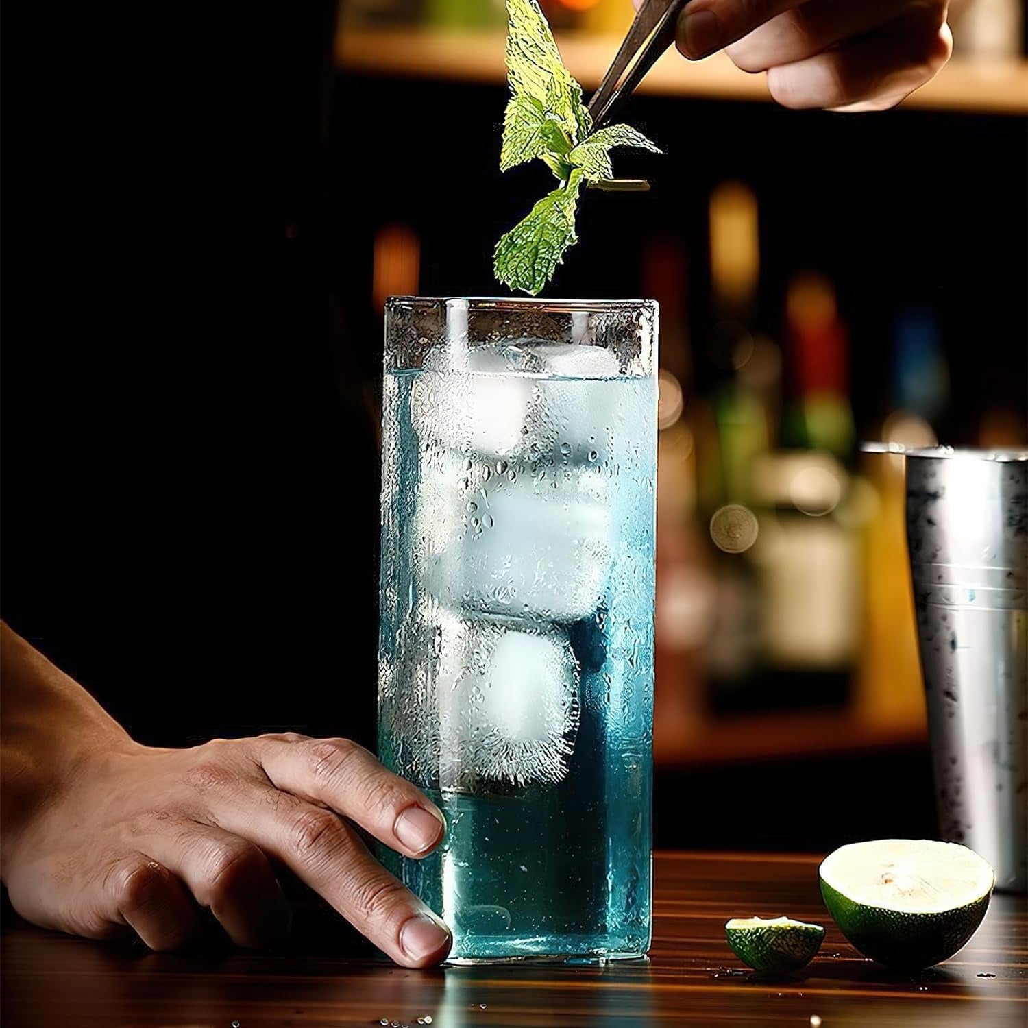 4er Viereckige Cocktailgläser 400ml Wassergläser für Getränke