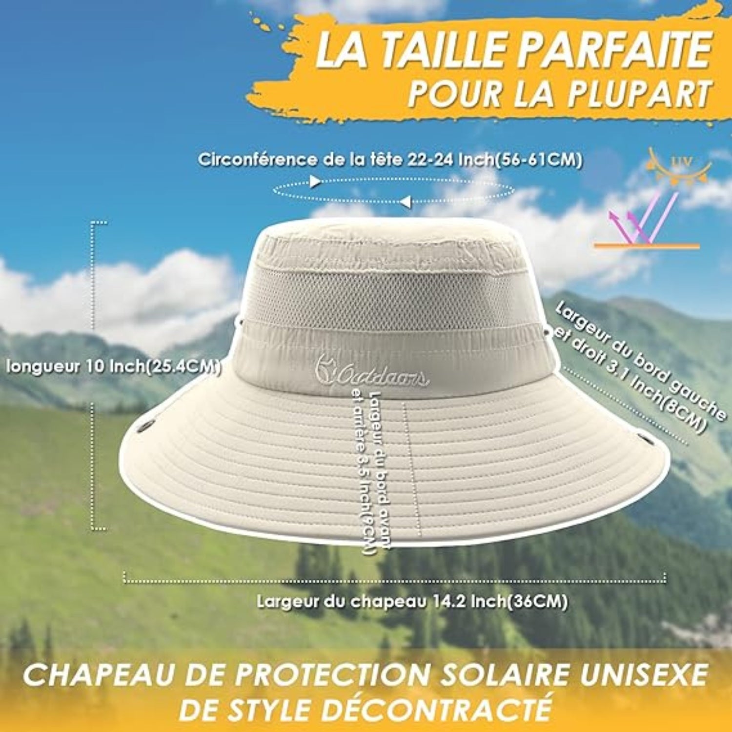 Outdoor Sonnenhut Damen Safarihut UV-Schutz Mesh Faltbar Beige Sommer