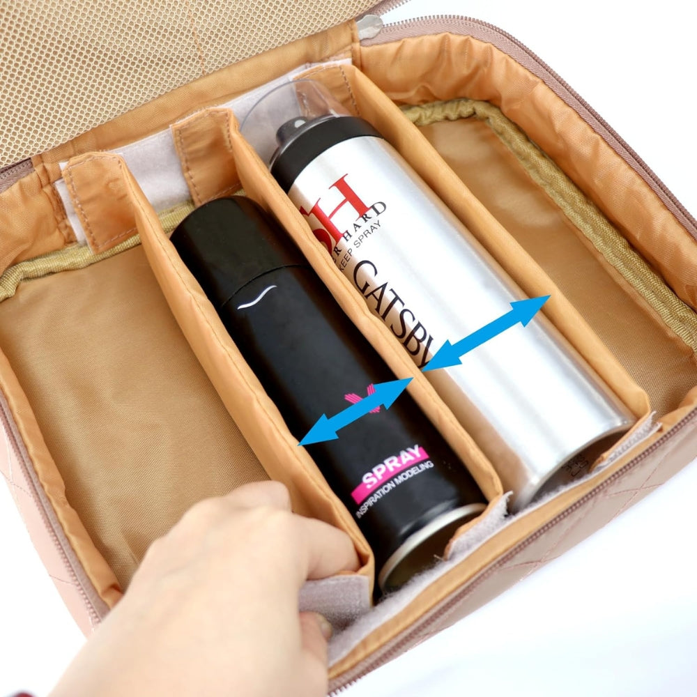 Große Reise Kosmetiktasche Wasserdicht Doppelschicht Organizer mit Fächern Braun