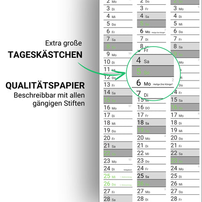 Kalender 2025 Wandkalender groß | Familienkalender | Jahreskalender 97x67 cm | Inkl. Feiertage nach Bundesländern | Wochenplaner