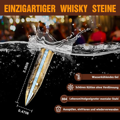Whiskey Steine Set aus Edelstahl Goldene Patronen Geschenke für Männer Whiskeyglas