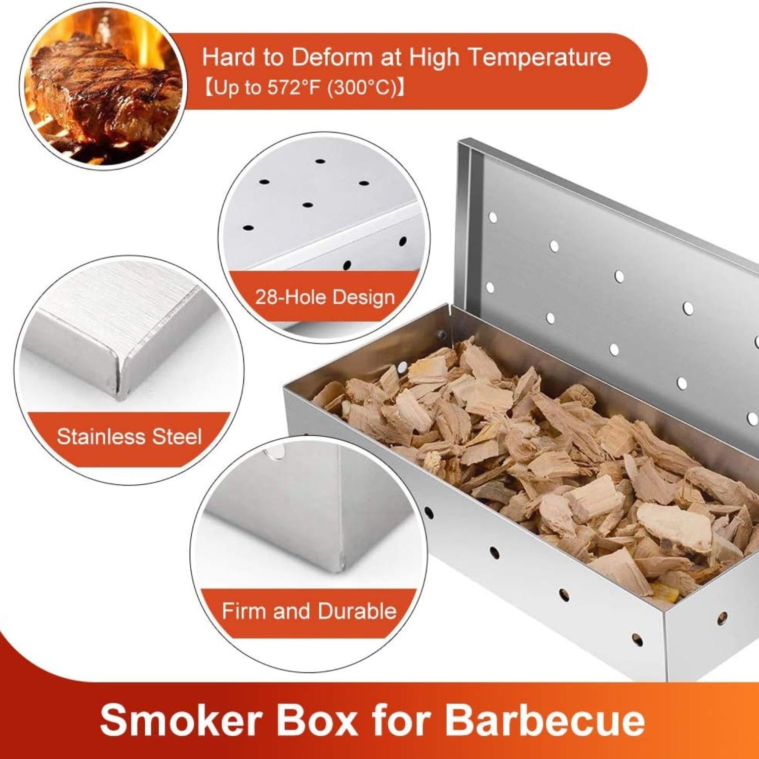 Grill Zubehör Räucherbox für Gasgrill Edelstahl Smokerbox Feinste Raucharomen