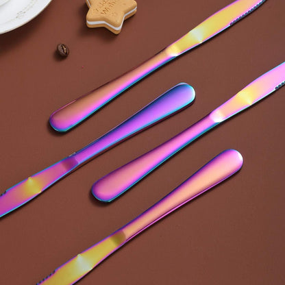 Regenbogen Steakmesser 8er Set Titanium Beschichtung Scharfe Klingen Besteck