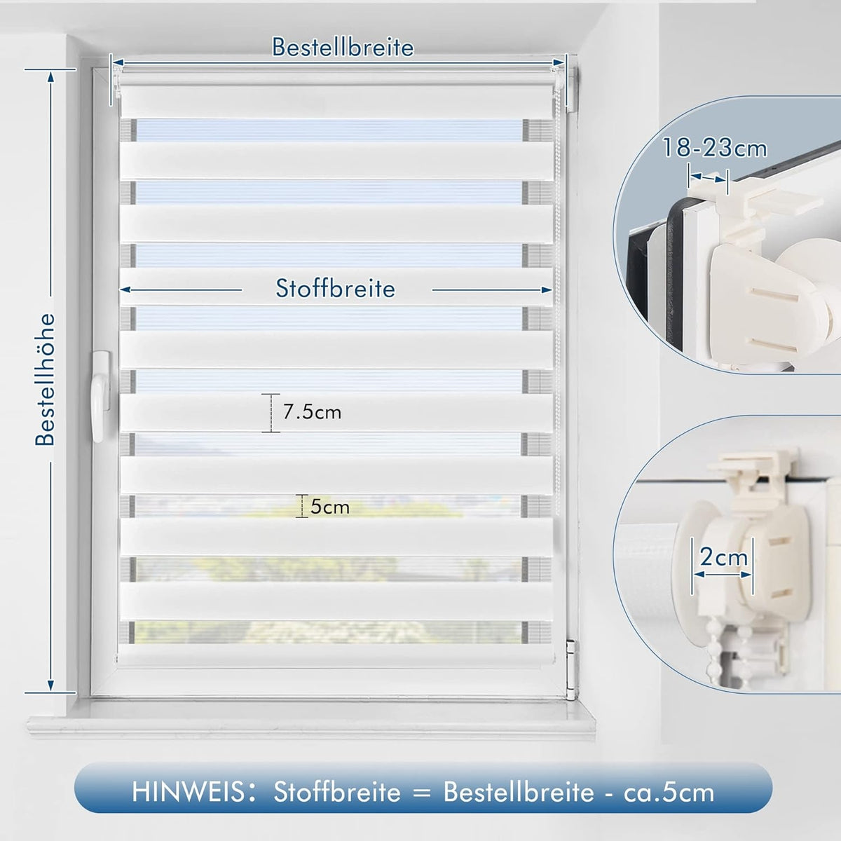 Klemmrollos Doppelrollo Rollos für Fenster ohne Bohren zum Bohren Weiß 80x130cm