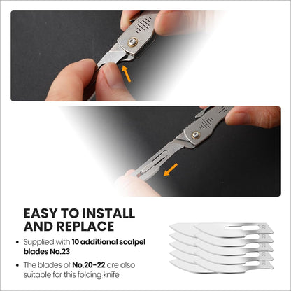Mini Klappmesser mit Clip Skalpell Schlüsselanhänger Messer 10 Austausch Klingen