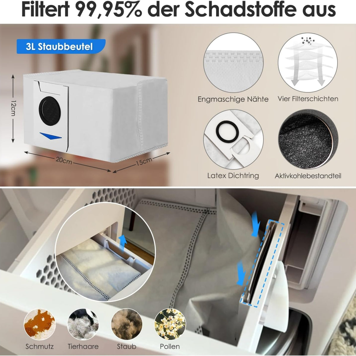 Ecovacs Deebot T20e OMNI Zubehör 6 Staubbeutel 4 Wischtücher 2 Filter 1 Bürste
