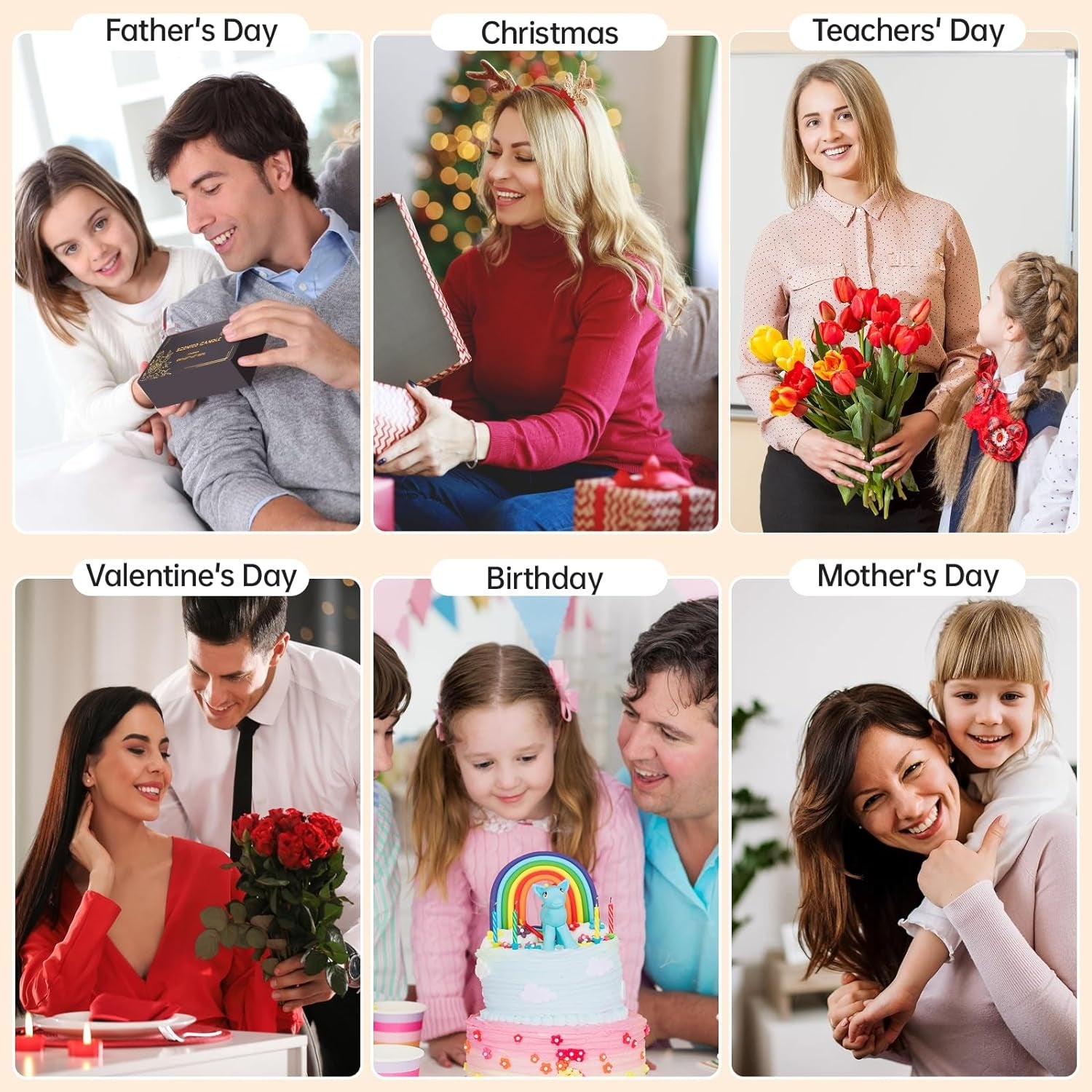 6er Premium Duftkerzen Geschenk Set für Frauen im Glas Lang anhaltender Duft