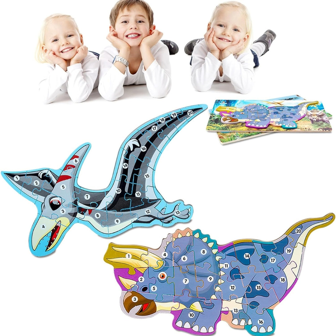 Holz Dino Puzzle Montessori Spielzeug kognitive Förderung Kinder 2-4 Jahre