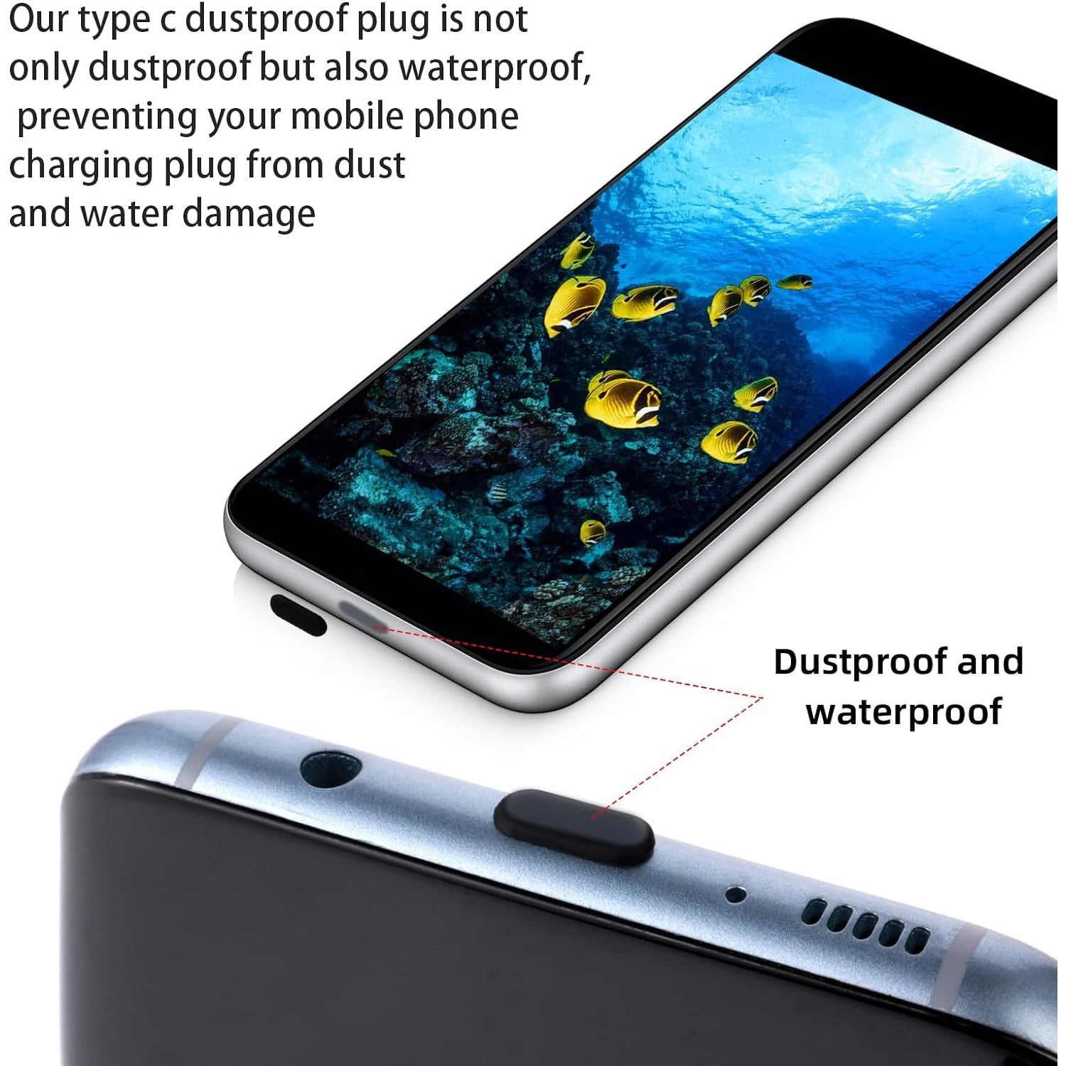 25 Stück Silikon USB C Staubschutz Handy Ladeanschluss Abdeckung Typ-C Schwarz