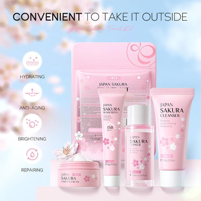 Sakura Hautpflege Reiseset 4tlg mit SPF50 Sonnencreme Geschenkset Frauen