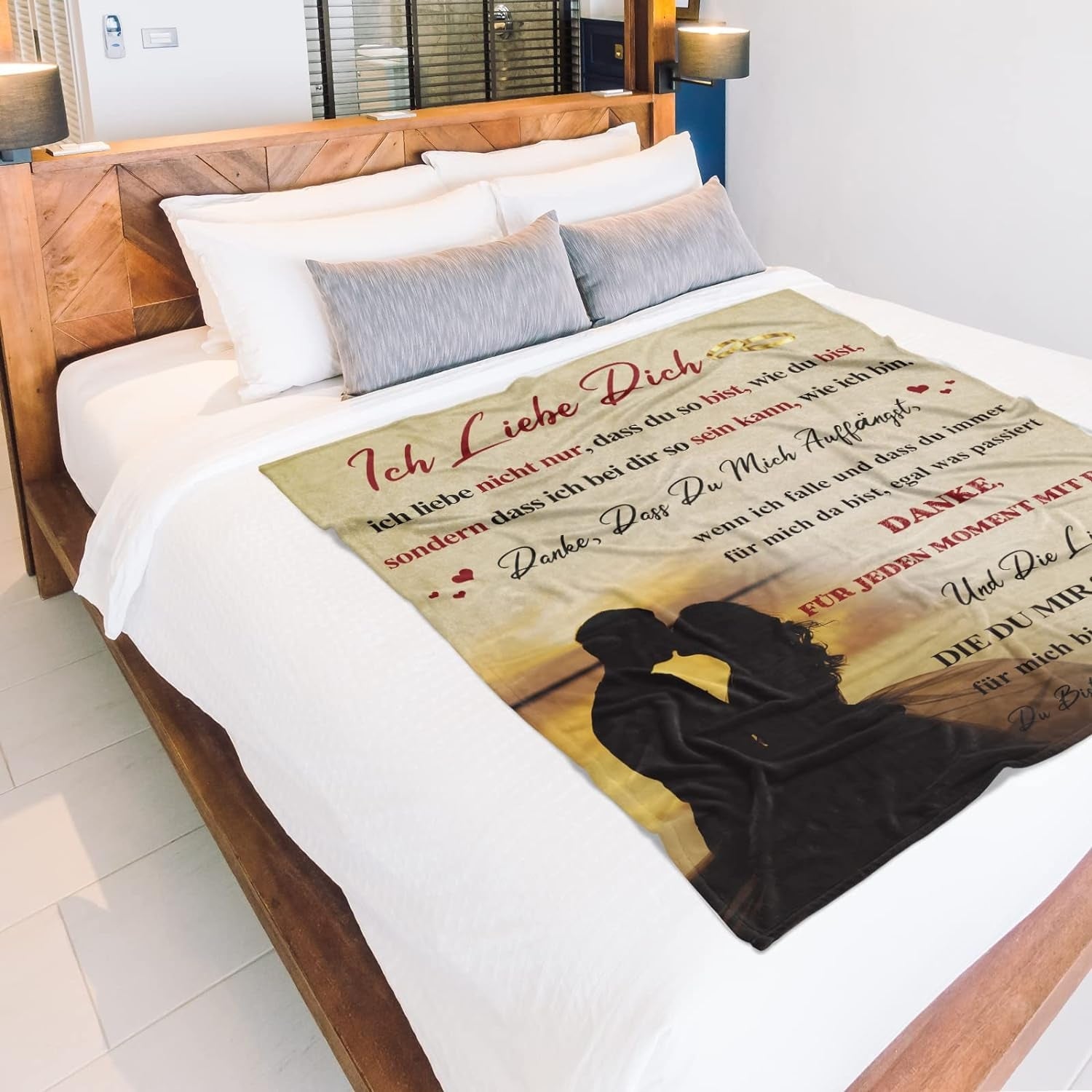 Valentinstag Geschenk Flanelldecke für Paare - Ich Liebe Dich 130x150 cm