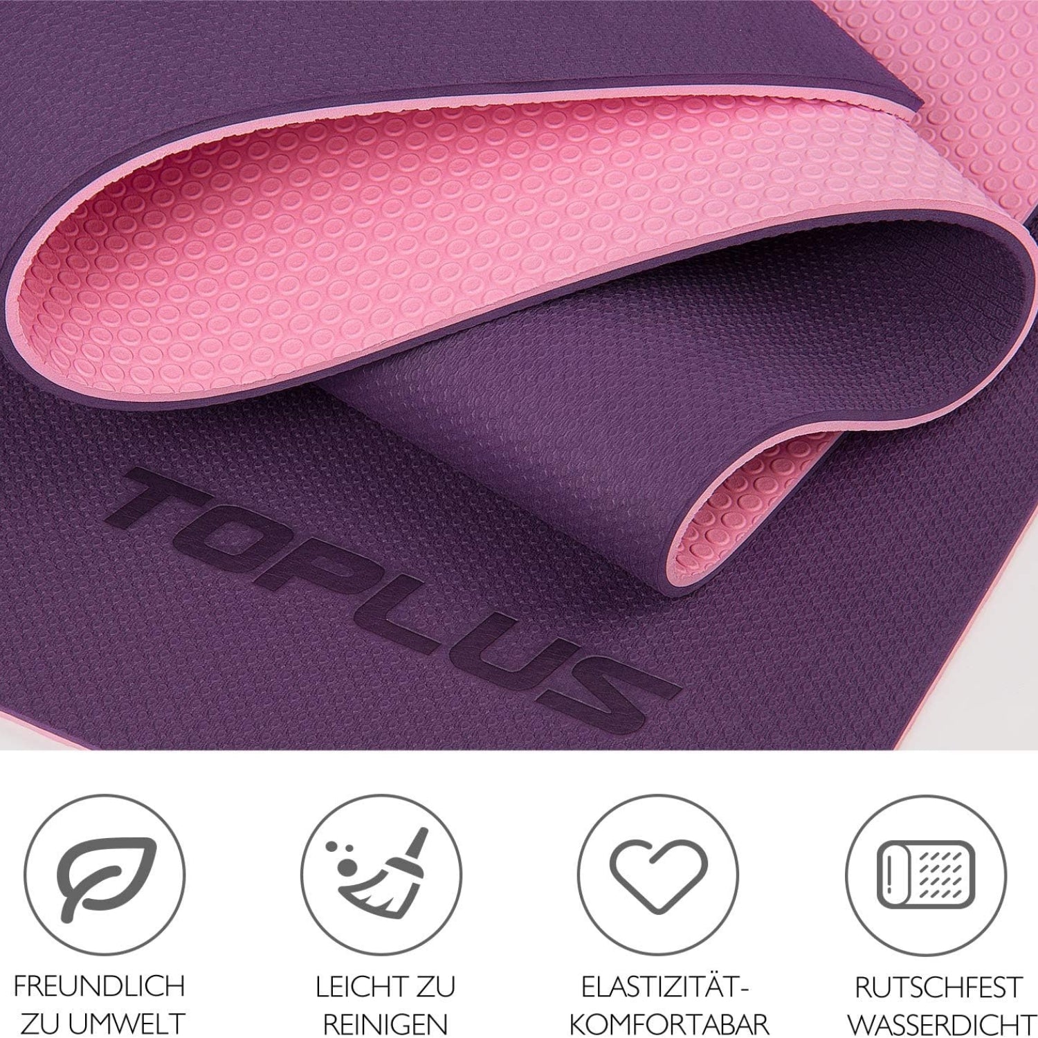 Gymnastikmatte Yogamatte Rutschfest Gepolstert für Fitness Pilates Tragegurt