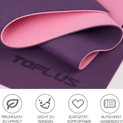 Gymnastikmatte Yogamatte Rutschfest Gepolstert für Fitness Pilates Tragegurt