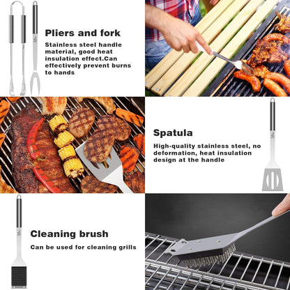 Geschenke für Männer 25er Grillzubehör Set Edelstahl mit Koffer und Grillmatte