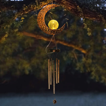 Mondkristallkugel Solar Windspiele LED Lichtsensor Außen Garten Terrasse Dekoration