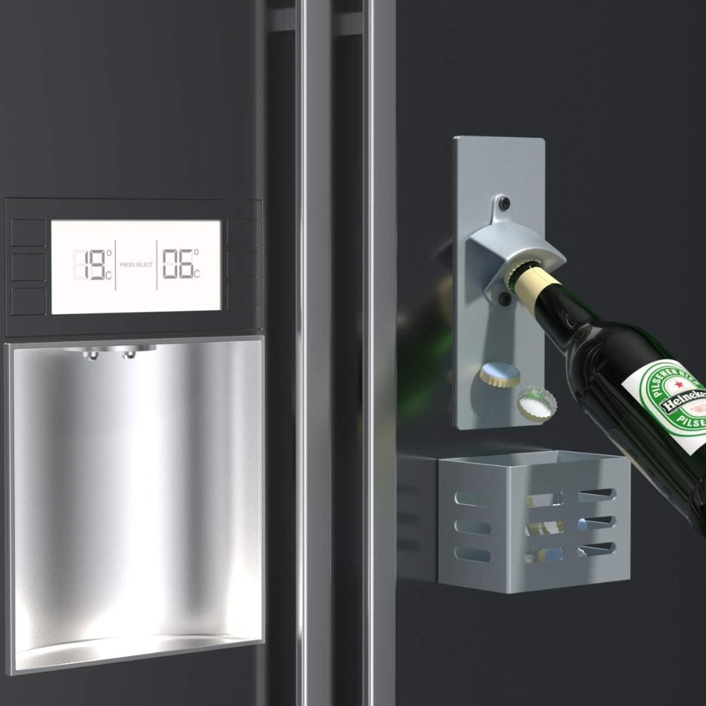 Magnet Bieröffner Wand Kohlenstoffstahl Auffangbehälter Grau