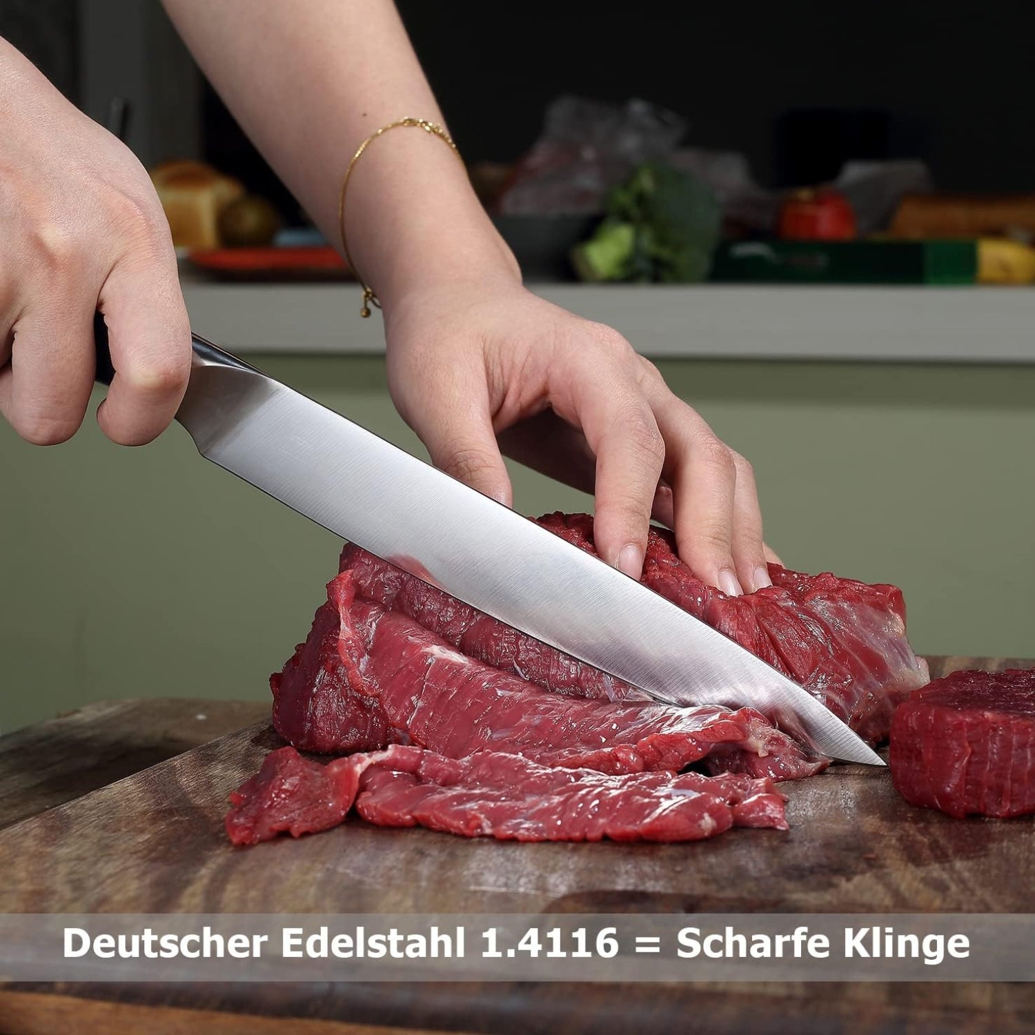 Küchenmesserset mit Fleischmesser 20 cm Fleischgabel 18 cm deutschem Edelstahl