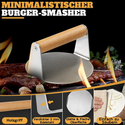 3-TLG Smashburger Set Grillzubehör Kit Burgerpresse + 2 Grillspachtel Edelstahl