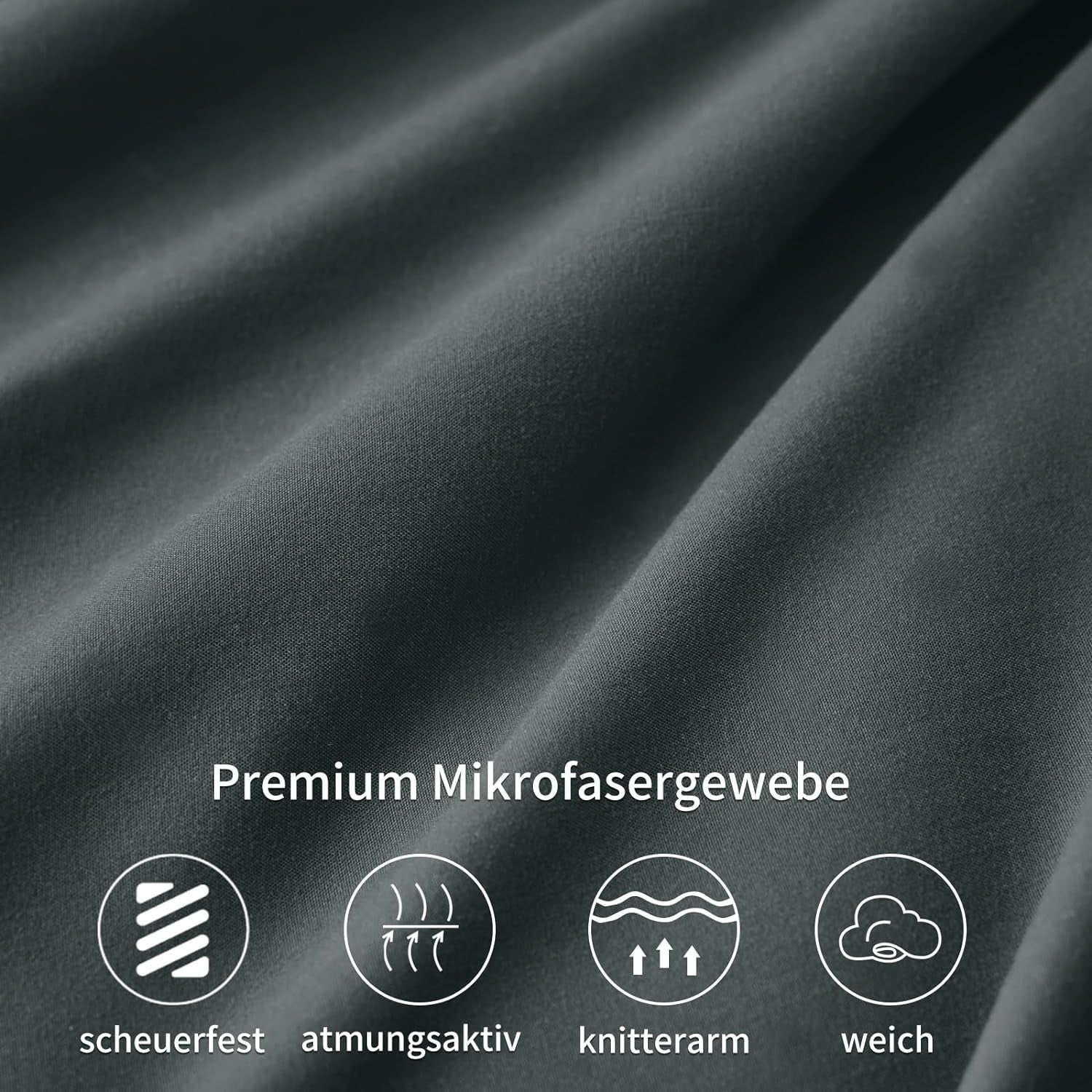 Kissenbezug 40x80 2er Set Grau Kopfkissenbezug Mikrofaser Reißverschluss