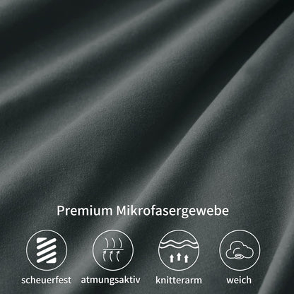 Kissenbezug 40x80 2er Set Grau Kopfkissenbezug Mikrofaser Reißverschluss