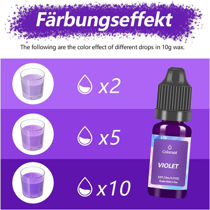 Kerzenwachs Farbe 7 Farben Kerzenfarbe je 10ml für Soja Gelwachs