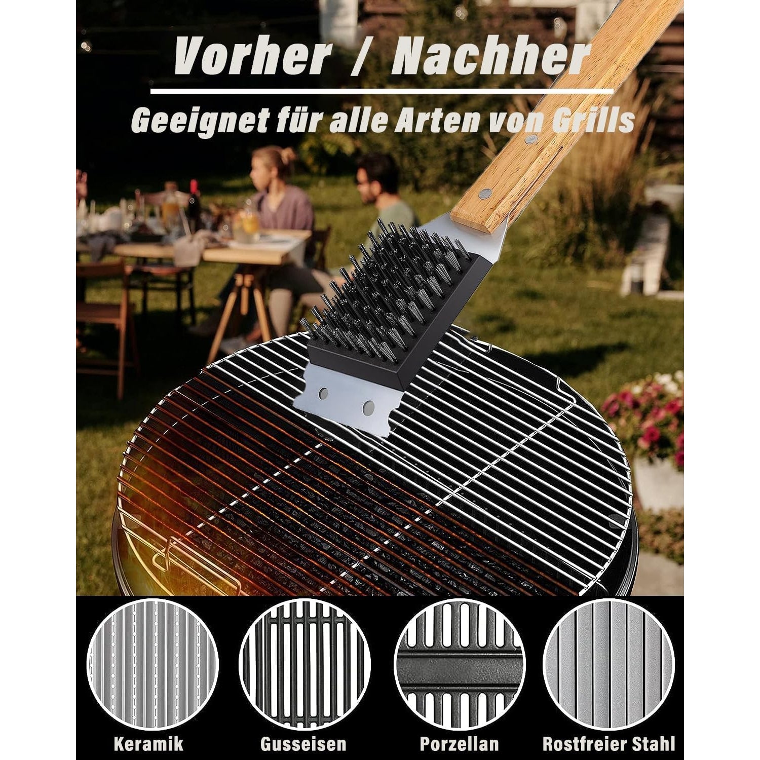 3IN1 Grillbürste Grill Reinigungsbürste Extra Schaber 38CM Hitzebeständig