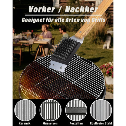 3IN1 Grillbürste Grill Reinigungsbürste Extra Schaber 38CM Hitzebeständig