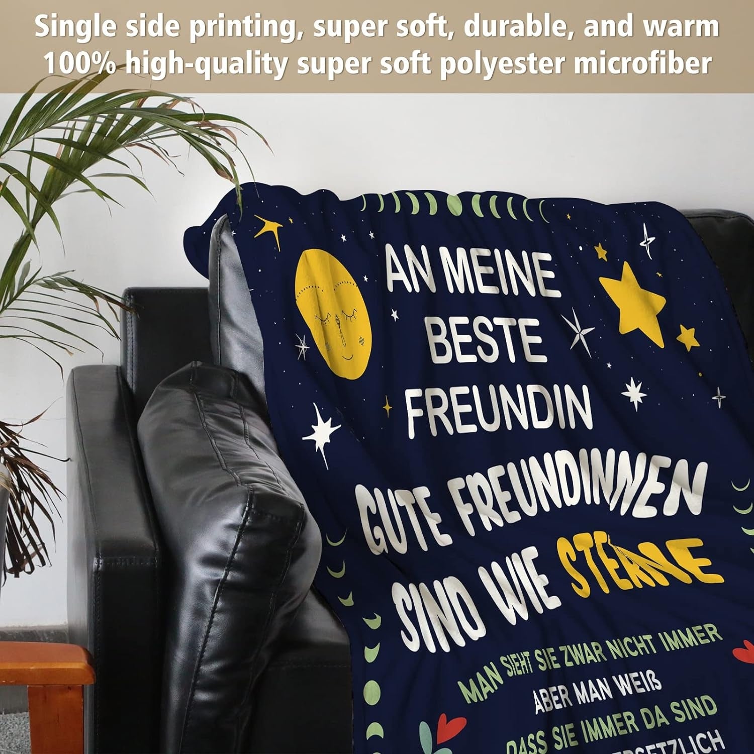 Flanelldecke für Beste Freundin - Geburtstag & Alle Anlässe, Superweich, 150x130 cm