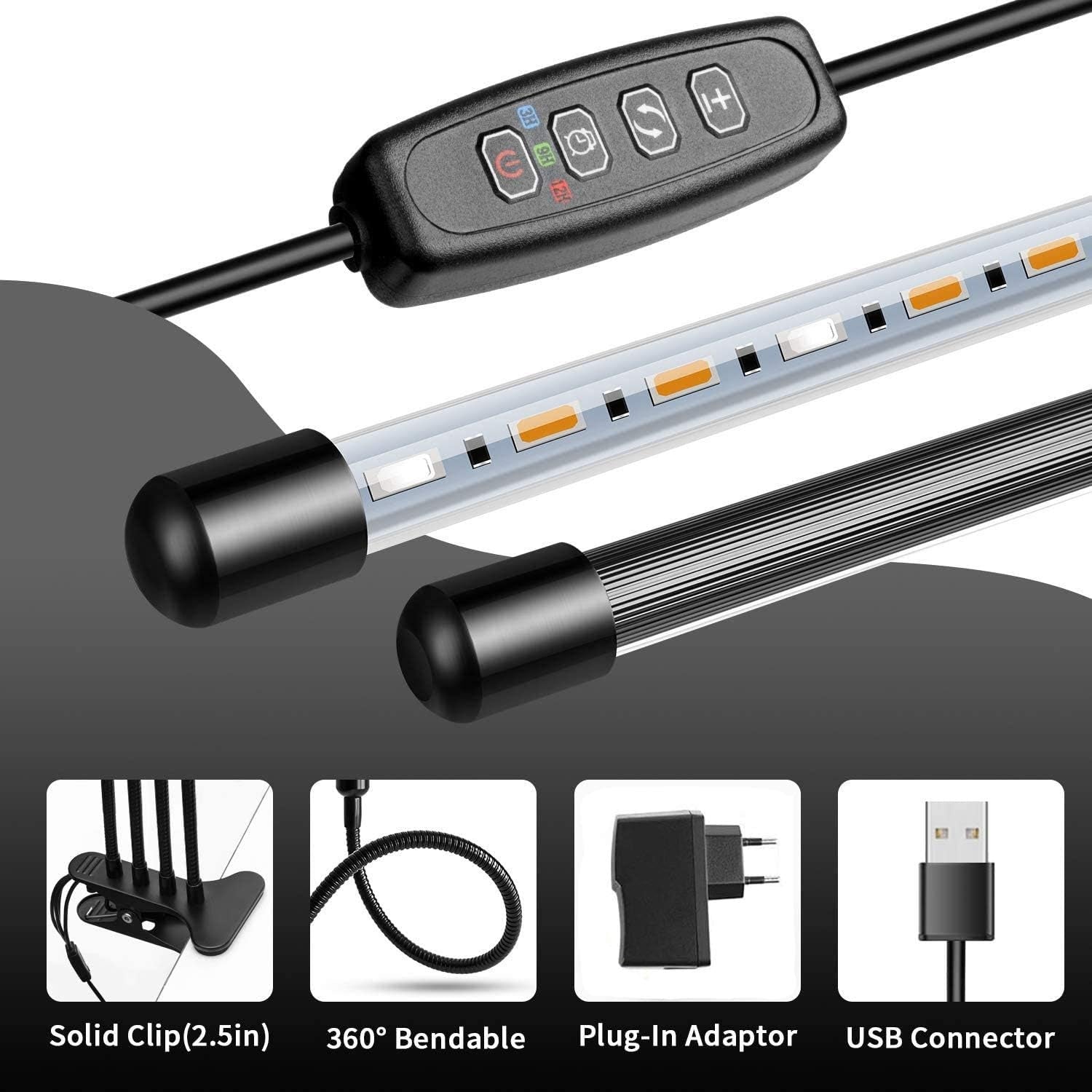 SCHWABENGRÜN Pflanzenlampe LED Grow Lampe 4 Stück Vollspektrum Timer Dimmbar