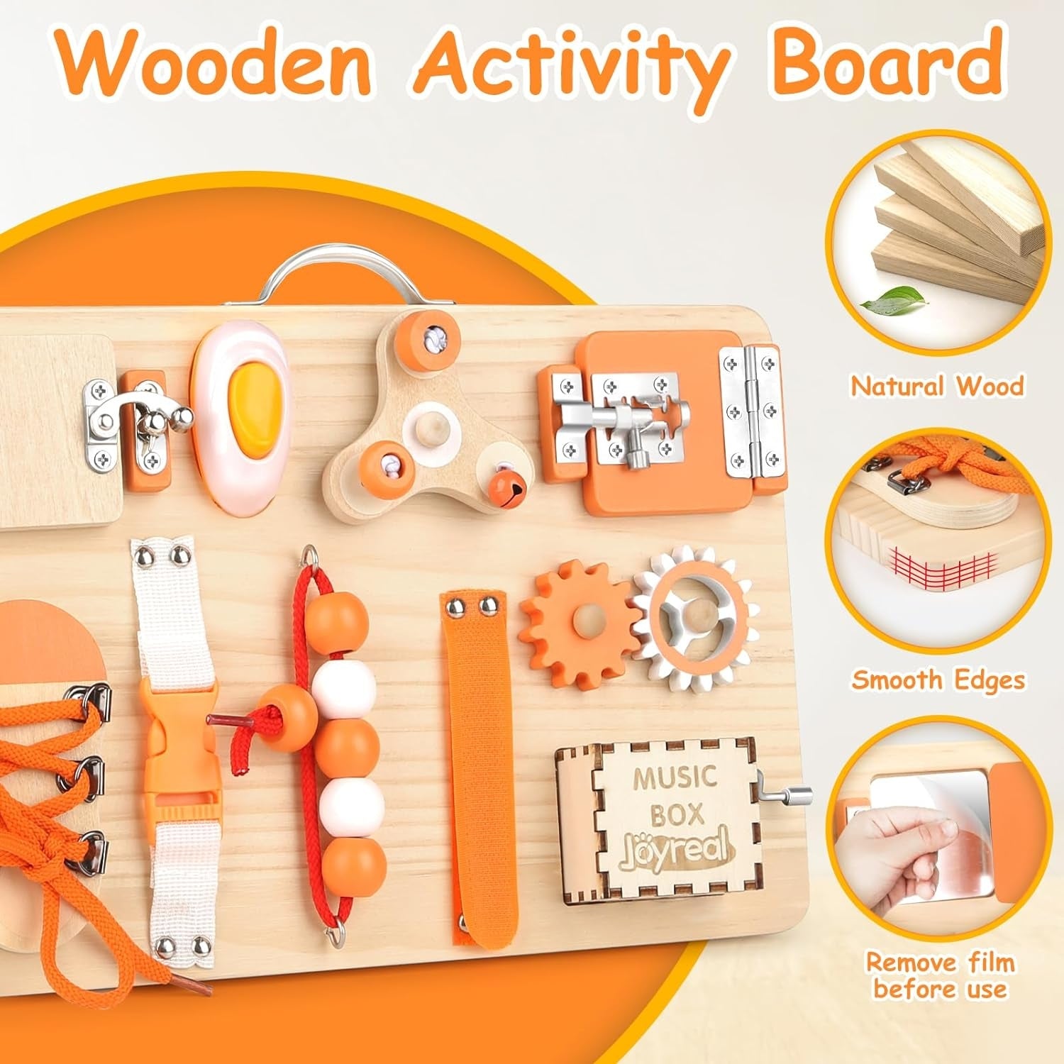 Activity Board Montessori Spielzeug Motorikbrett ab 1 2 3 Jahr Holz Sensorik