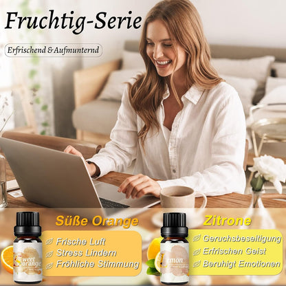 Ätherische Öle Set 8x10ML 100% Rein für Diffuser Aromatherapie Lavendel Teebaum
