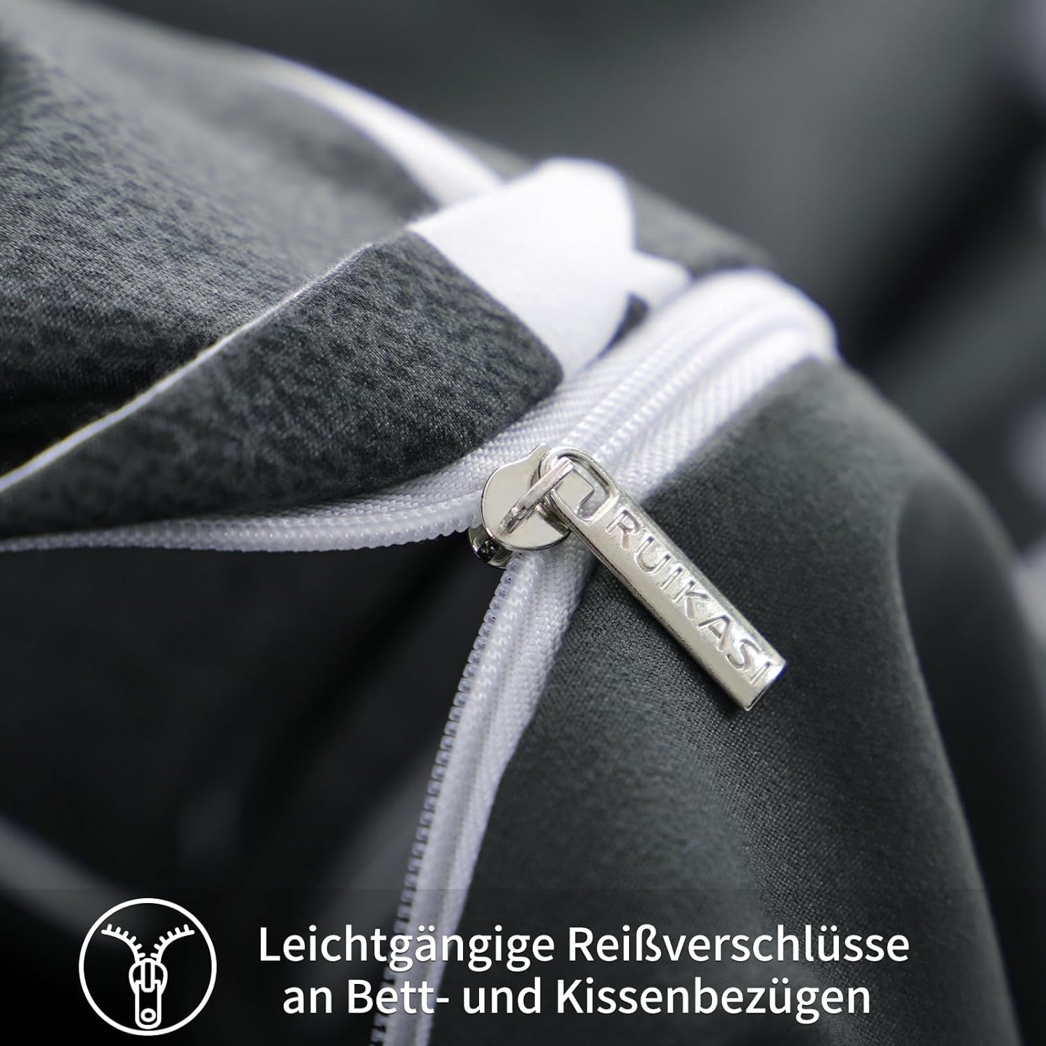 Bettdecke Flauschige Decke Bettwäsche 135x200 4teilig Anthrazit Geometrie Muster