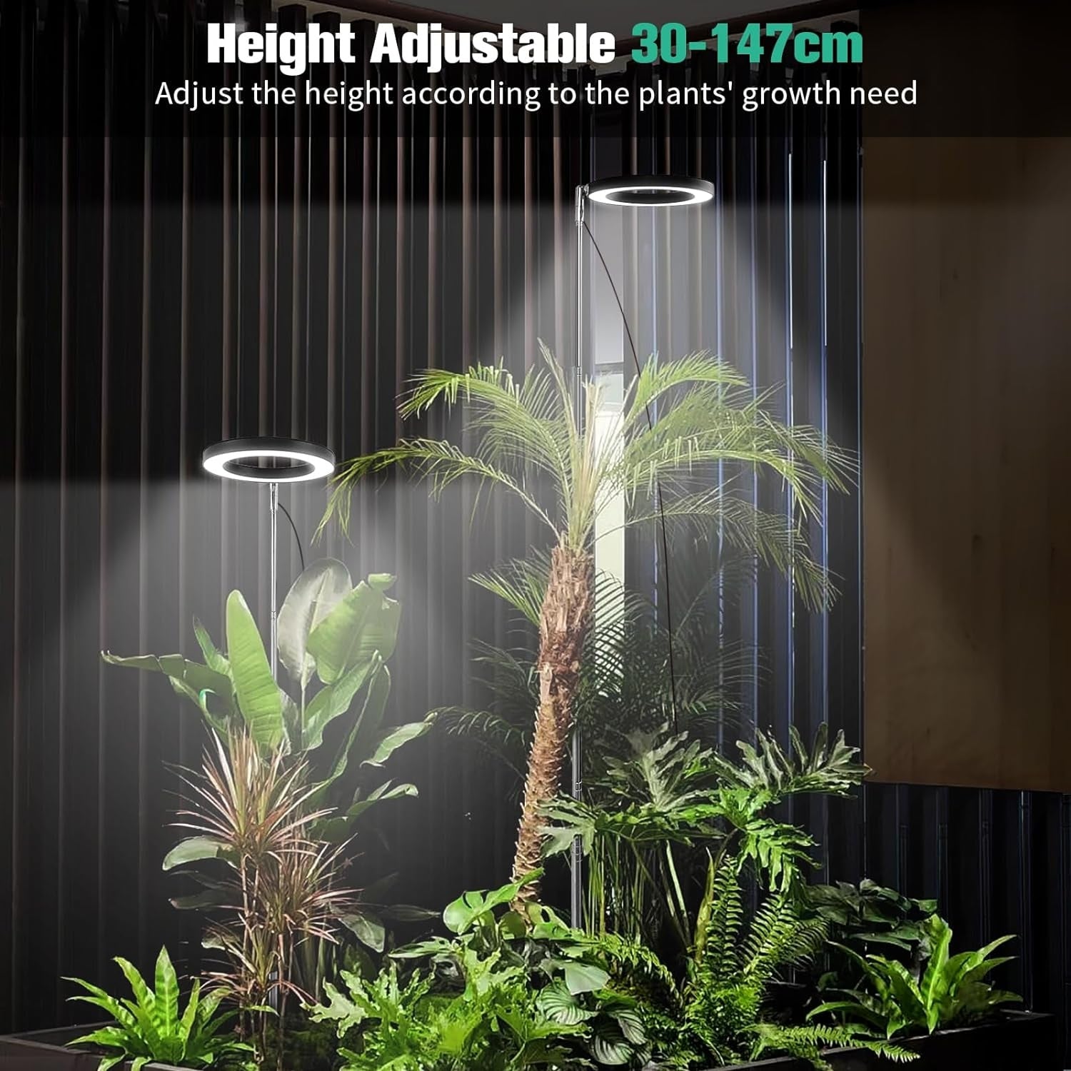 Pflanzenlampe LED Vollspektrum Grow Lampe Höhenverstellbar 3 Modi Timer